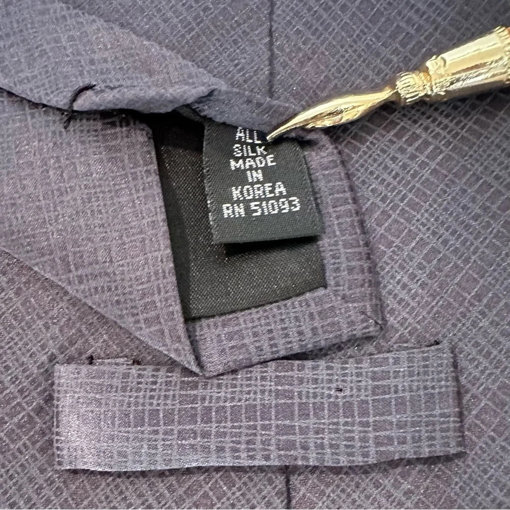 Classic Charcoal 100% Silk Tie Monochrome grid pattern 4 X 58‎ inches